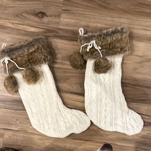 Cozy Knit Christmas Stockings with Faux Fur Trim